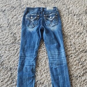Miss Me Blue Skinny Jeans with Embellished Pockets
